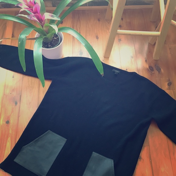 j crew Sweaters - J Crew Merino wool with leather pocket sweater